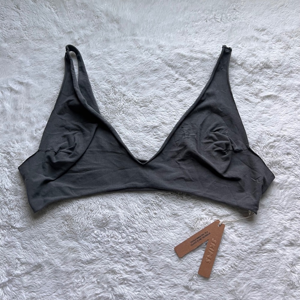 SKIMS Raw Edge Intimates Triangle Bralette Gunmetal Gray BR-TRI-2606 Womens 3X